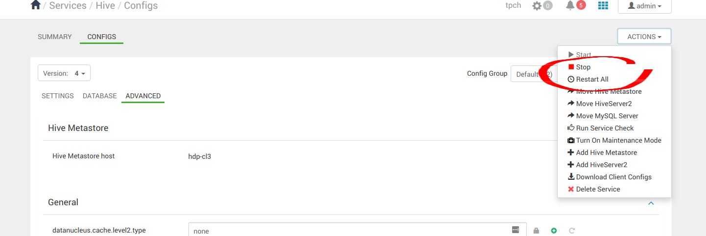 restart hive services hive-config