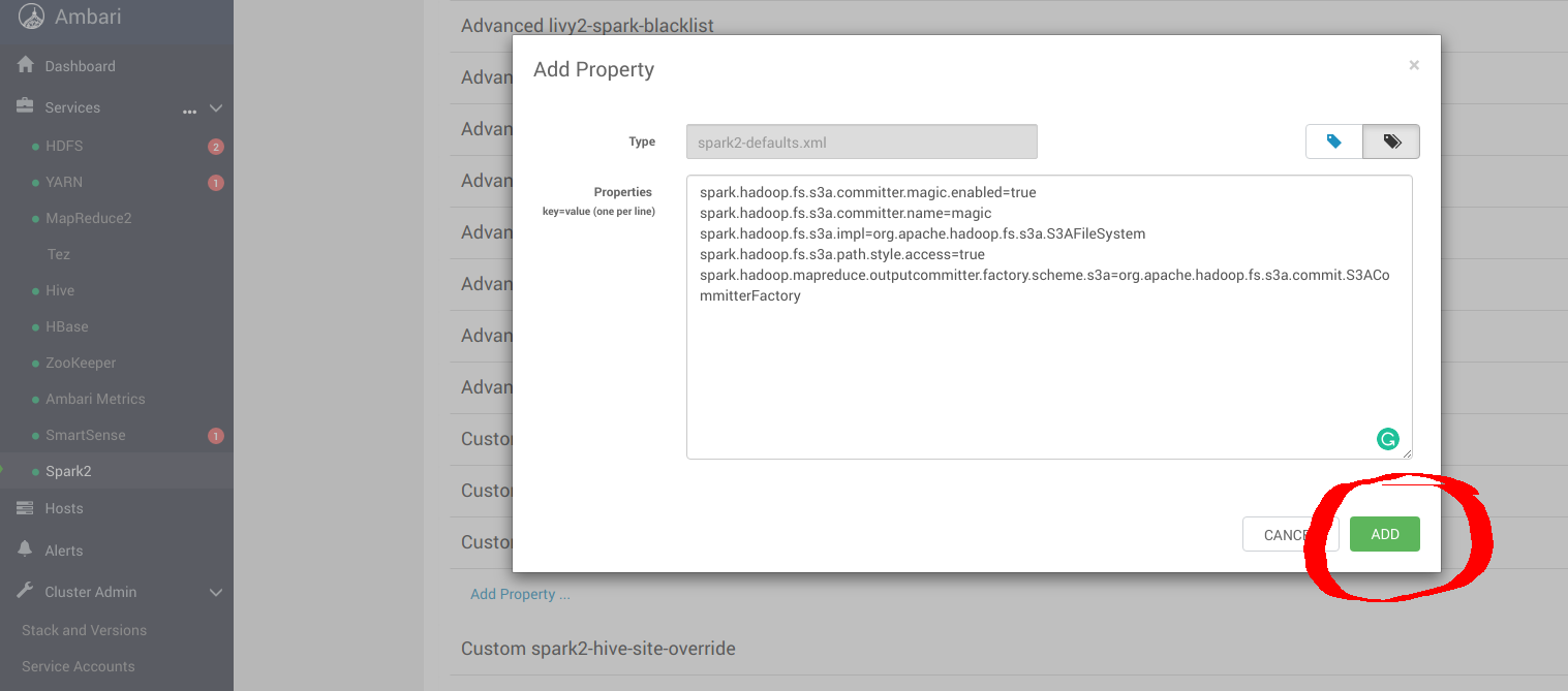 spark custom configuration spark-config