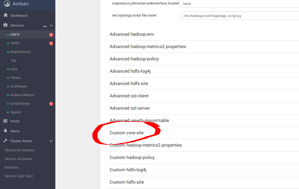 custom core-site s3a-config